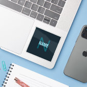 Sticker Nom simple en gras personnalisable en monogramme (Ordinateur portable avec iPhone)