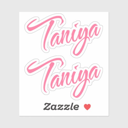 Sticker Nom Taniya en rose cursive x2 (Feuille)