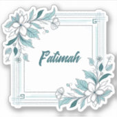 Sticker Nom vert et blanc floral moderne minimal (Devant)