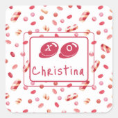 Sticker Nom XO Candy Motif Valentines Jour 1,5po (Devant)