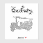 Sticker Nom Zachary avec un camion de pompiers, (Feuille)