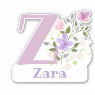 Sticker Nom Zara avec l'autocollant découpé en forme de le