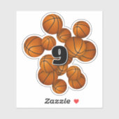 Sticker nombre de maillots pour enfants groupe de basket-b (Feuille)