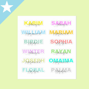 Sticker Noms complets modernes de script coloré, Meilleur 
