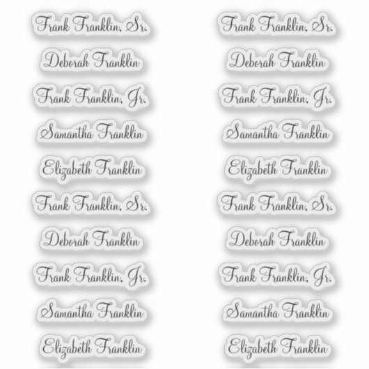 Sticker Noms de 20 invités Moderne Élégante Calligraphie (Devant)
