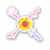 Sticker Noms De Fleur De Tournesol Pour Filles, Nom Étanch (Devant)