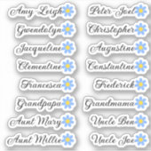 Sticker Noms de liste d'invités personnalisés Calligraphie (Devant)