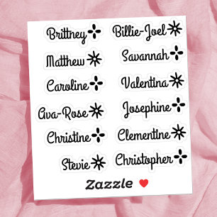 Sticker Noms de liste d'invités personnalisés Cute Stars H