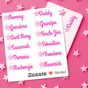 Sticker Noms de liste d'invités personnalisés Étoiles mign