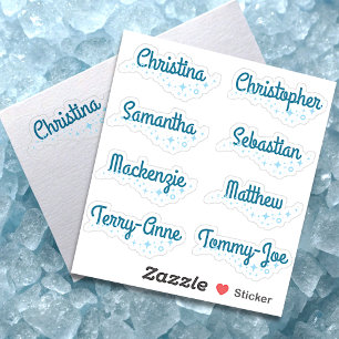 Sticker Noms de liste d'invités personnalisés Étoiles pail