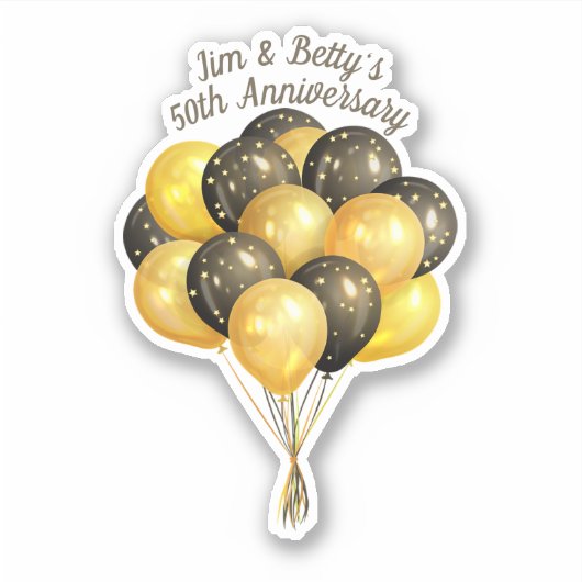 Sticker Noms des ballons noirs et d'or du 50e anniversaire (Devant)