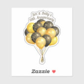 Sticker Noms des ballons noirs et d'or du 50e anniversaire (Feuille)