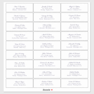 Sticker Noms des invités de mariage Adresse Script Bleu Ma