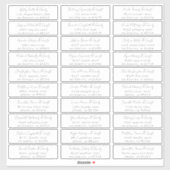 Sticker Noms d'hôtes Mariage noir et blanc simples Adresse (Feuille)