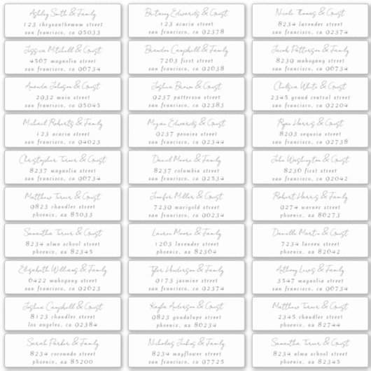 Sticker Noms d'hôtes Mariage noir et blanc simples Adresse (Devant)