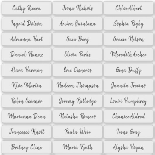 Sticker Noms d'invités de script de brosse transparent (Devant)