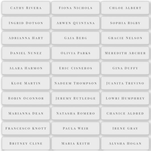 Sticker Noms d'invités simples et élégants (Devant)