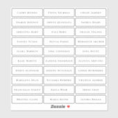 Sticker Noms d'invités simples et élégants (Feuille)