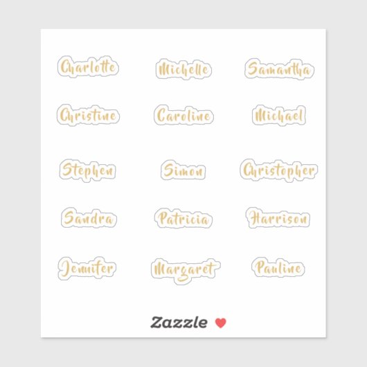 Sticker Noms individuels Élégant script de calligraphie or (Feuille)