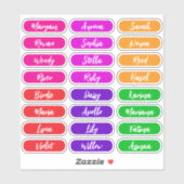 Sticker Noms manuscrits pour filles | 24 Imperméables (Feuille)