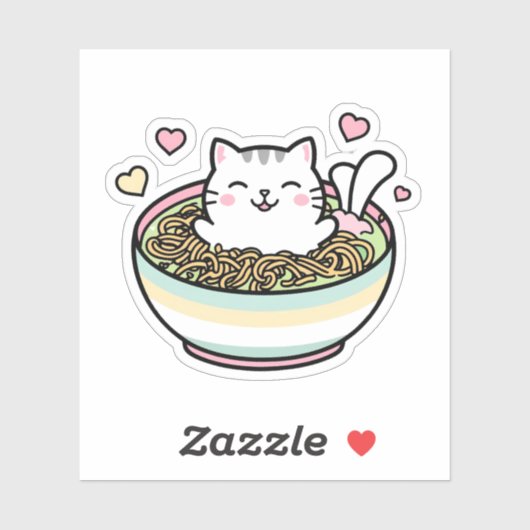 Sticker Noodle Kitty - Kawaii Ramen Cat (Feuille)