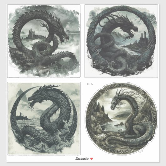 Sticker Nordic Samhain - Design Dragon (Feuille)