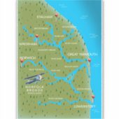 Sticker Norfolk Broads Angleterre Map. (Devant)