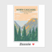 Sticker North Cascades National Park Washington Vintage (Feuille)