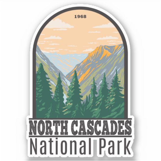 Sticker North Cascades National Park Washington Vintage (Devant)
