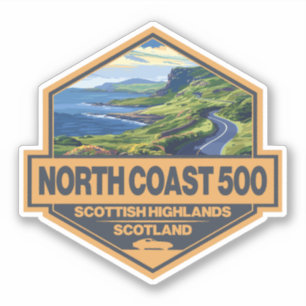 Sticker North Coast 500 Scotland Travel Art Badge