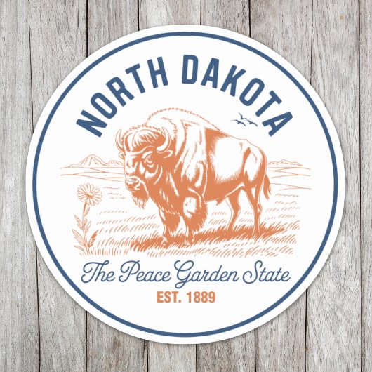 Sticker North Dakota Bison | The Peace Garden State