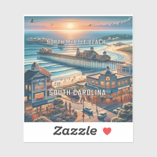 Sticker North Myrtle Beach Caroline du Sud 3 pouces Vinyl  (Feuille)