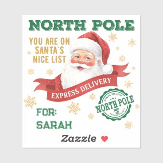 Sticker North Pole Express Delivery Santa Christmas (Feuille)