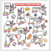 Sticker Northeast States – Learn with ASL & Fun Icons (Feuille)