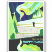 Sticker Northern Lights Art C'est mon Happy Place (Devant)