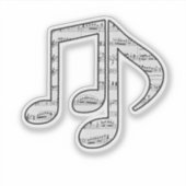 Sticker Notes de musique noir et blanc (Devant)