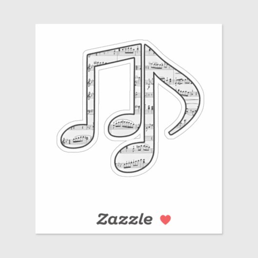 Sticker Notes de musique noir et blanc (Feuille)