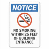 Sticker Notice No Smoking Within 25 Feet of Building  (Devant)
