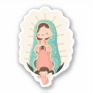 Sticker Notre-Dame de Guadalupe avec ange Style Kawaii