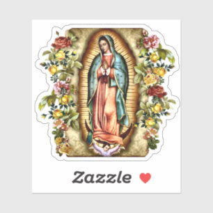 Sticker Notre-Dame de Guadalupe Cadre de Roses Vinyle