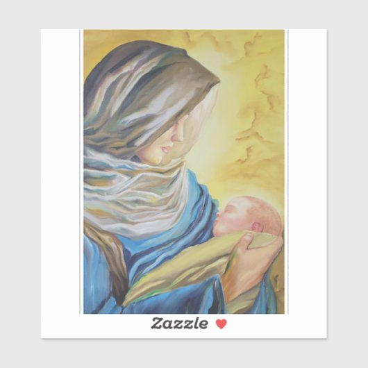 Sticker Notre Dame du Silence tenant le bébé Jésus (Feuille)