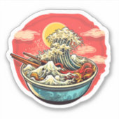 Sticker nouilles ramen vagues dans le bol (Devant)