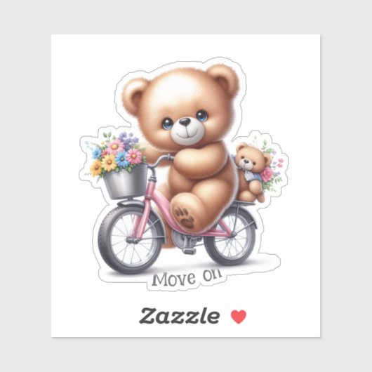 Sticker Nounours à bicyclette (Feuille)