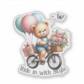 Sticker Nounours à bicyclette (Devant)