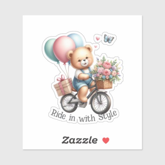 Sticker Nounours à vélo (Feuille)