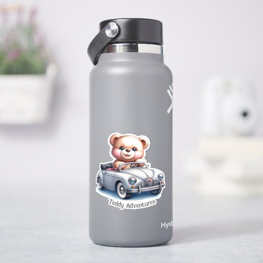 Sticker Nounours au volant d'une voiture décapotable (HydroFlask)