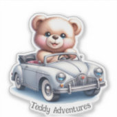 Sticker Nounours au volant d'une voiture décapotable (Devant)