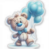 Sticker Nounours avec ballons bleus (Devant)