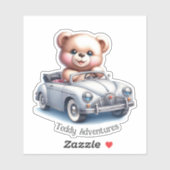 Sticker Nounours conduisant une décapotable (Feuille)