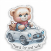 Sticker Nounours conduisant une décapotable (Devant)